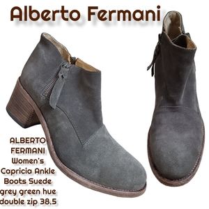 ALBERTO FERMANI Capricia suede double zip ankle boots  grey / green women's 7.5